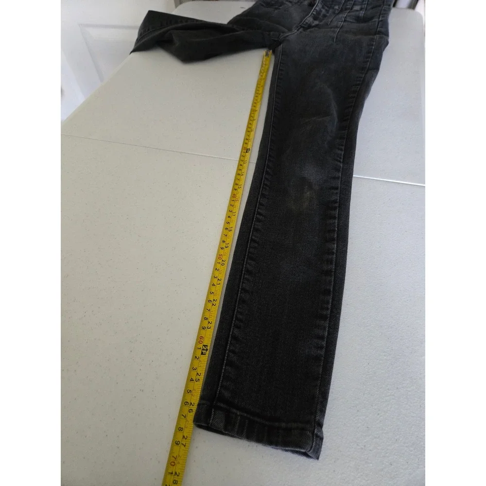 Free People Jayde Skinny Jeans 26 Washed Black High Rise Corset OB1174411 Retro